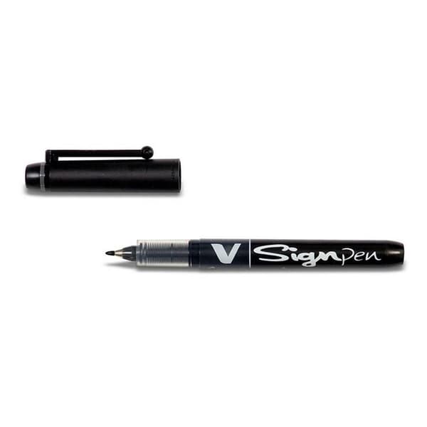 Fineliner PILOT V-sign Pen svart 12st