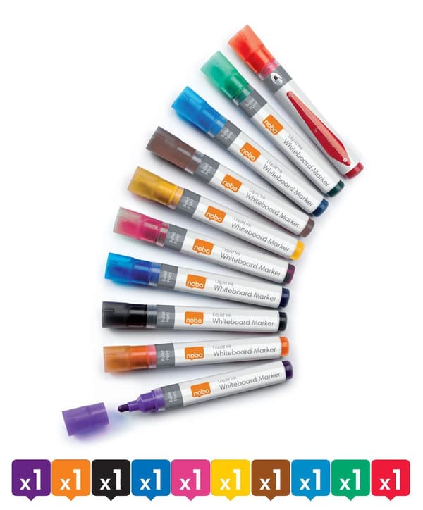 Whiteboardpenna NOBO Liq rund mix 10/fp