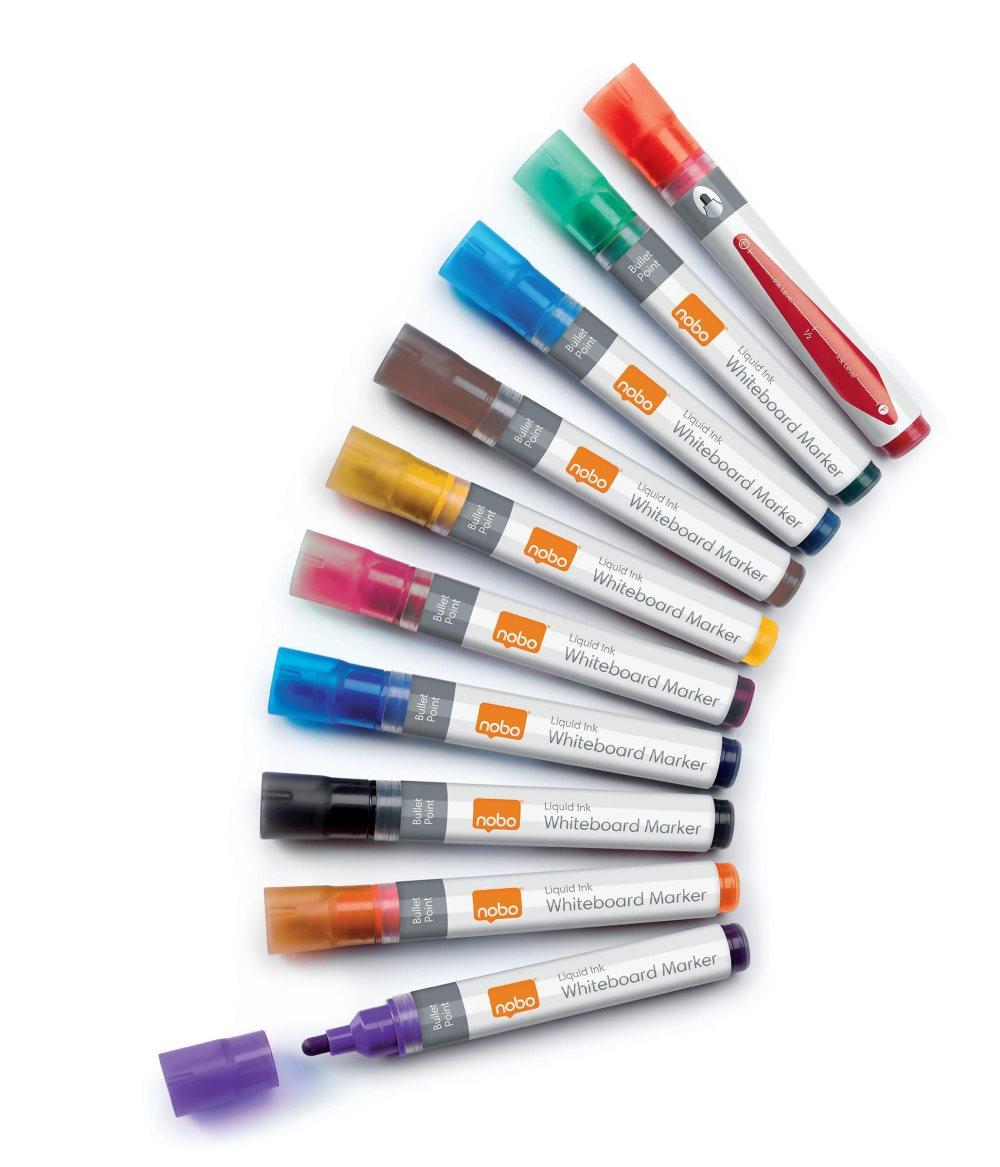 Whiteboardpenna NOBO Liq rund mix 10/FP