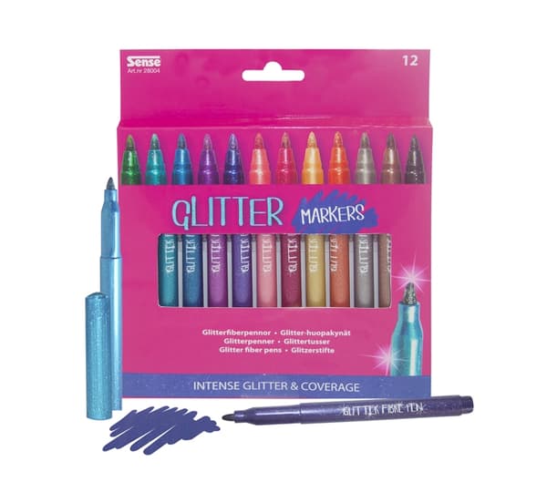 Sense Glitter Fiberpennor 12-Pack
