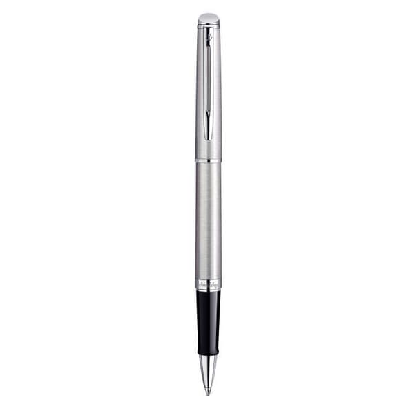 WATERMAN Hemisphere Rollerball-penna, rostfritt stål, palladiumkant, svart refill med fin spets, presentask
