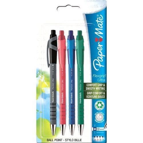 Set med 4 Flexgrip ultra kulspetspennor - Infällbar - Diverse