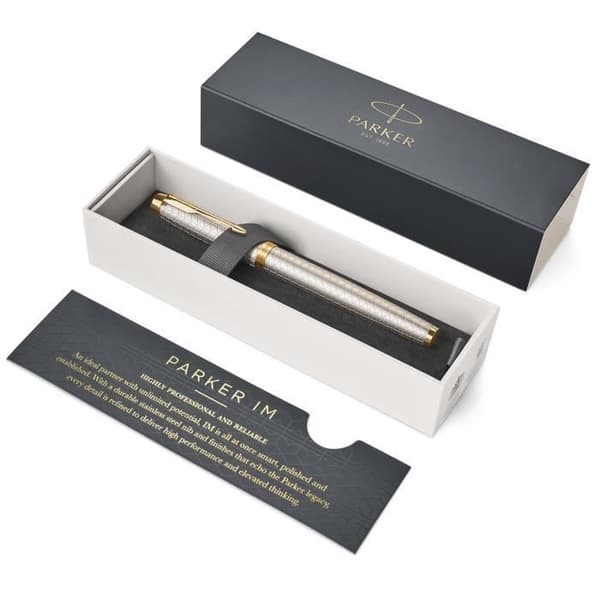 Stylo roller - PARKER - IM Premium - Grå silver - Guldattribut - Fin spets