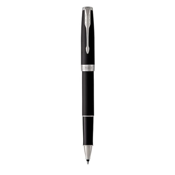 PARKER Sonnet Matte Black Rollerball Pen, Palladium Trim, Black Fine Point Refill – presentförpackning