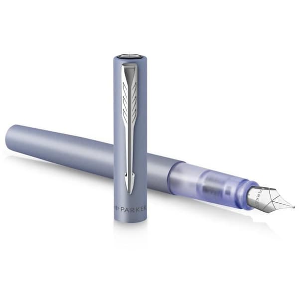 PARKER VECTOR XL reservoarpenna - Silverblå - Medium spets - Blå bläckpåfyllning