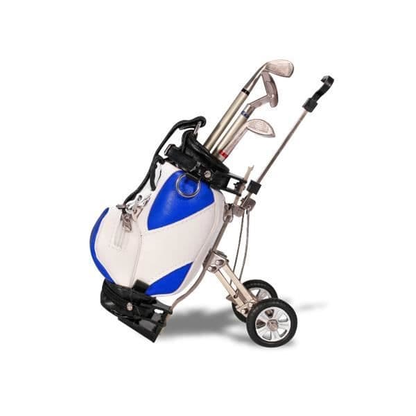 Set med 3 klubbpennor i röd golfbag original ovanlig penna