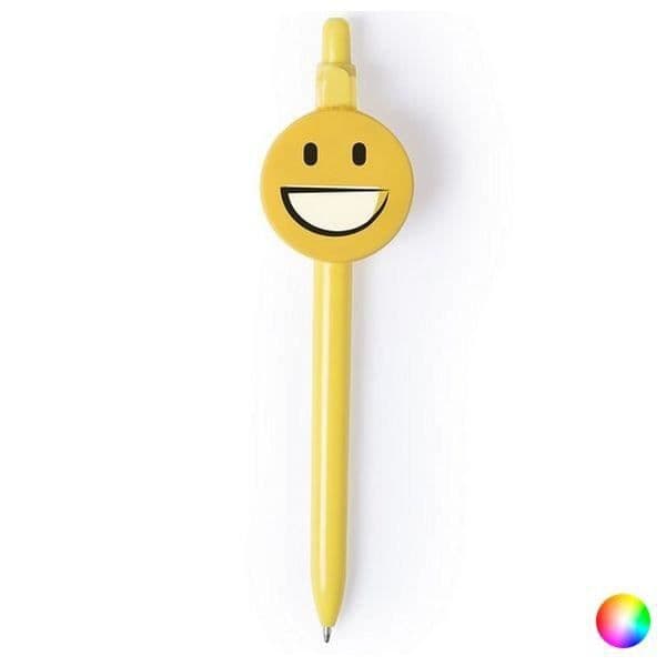 Emoticon blå penna med blank finish - Kulspetspenna emoj Design - Wink