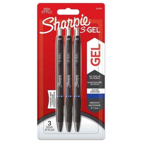 Gel bläckpenna - Sharpie - S-GEL - 0,7 mm - Blå - Blister med 3