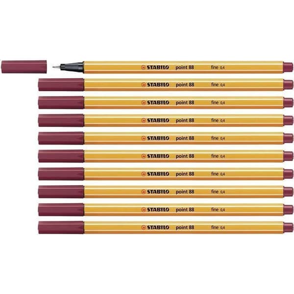Fineliner kulspetspenna Point 88 - Stabilo - 88-19 - Lila - Paket med 10 - Fin spets