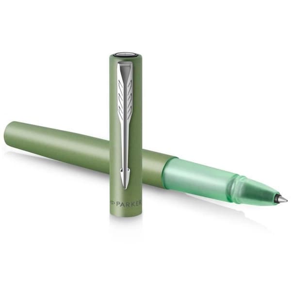 PARKER VECTOR XL rullbollspenna, metallic grön lack på mässing, finspets svart refill, presentförpackning