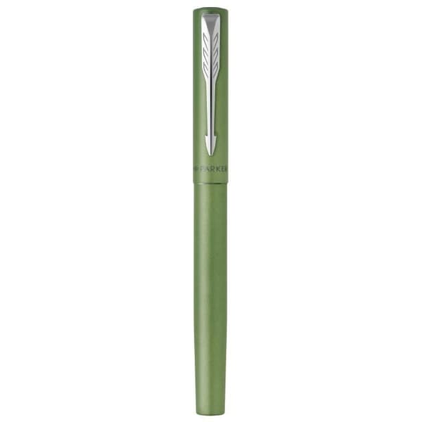 PARKER VECTOR XL rullbollspenna, metallic grön lack på mässing, finspets svart refill, presentförpackning