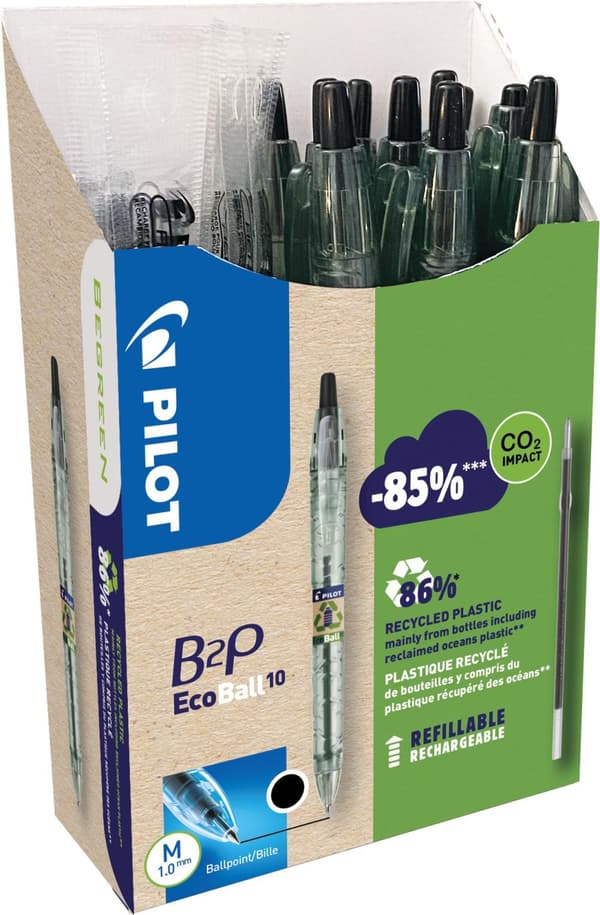 Kulpenna PILOT Ecoball 1mm svar 10+10/fp