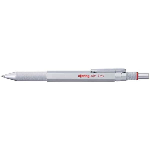 Multifunktionspenna - ROTRING - 3 i 1 - Fin kulspets - Blått bläck - Silver