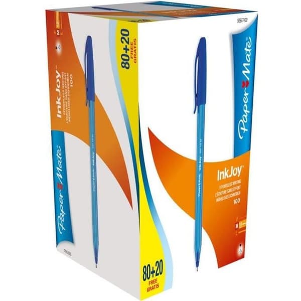 InkJoy® 100 kulspetspenna, 0,5 mm extra finspets, genomskinlig blå cylinder, blått bläck