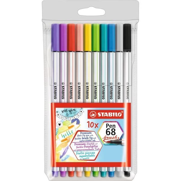 Påse x 10 STABILO Pen 68 borstmarkörer