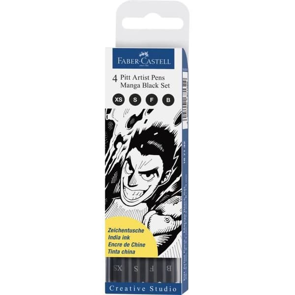 FABER-CASTELL Fodral 4 Pitt Artist Pen Svart Manga