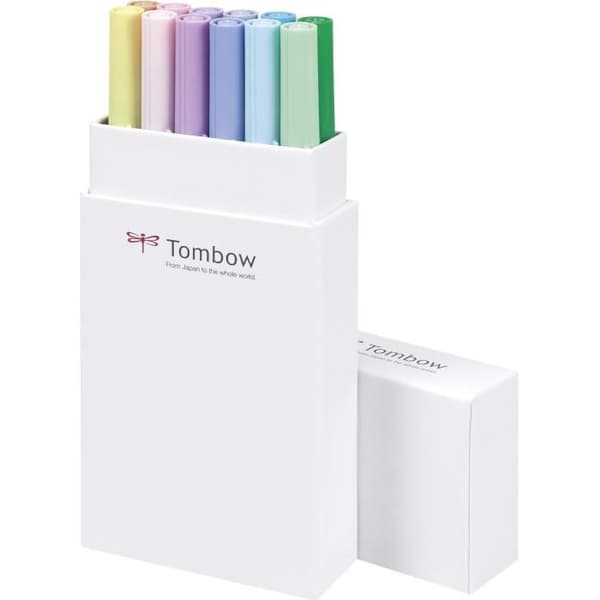 TOMBOW Box med 12 ABT markörer - Pastellfärger.