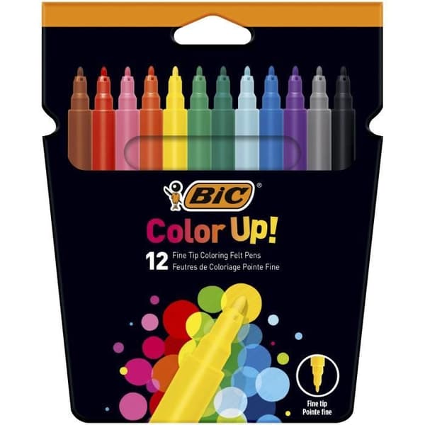 BIC Color Up färgpennor med fin spets - blandade färger, kartong med 12 st