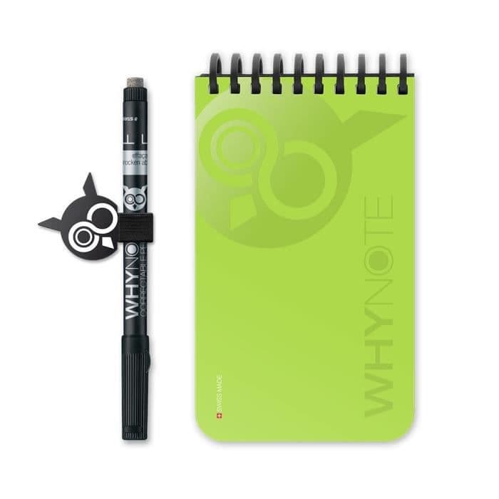 WHYNOTE® Pocket Size Grön - Anteckningsblock som raderas som en whiteboard - Anteckningsblock, anteckningsbok, raderbar anteckningsbok med fodrad pap