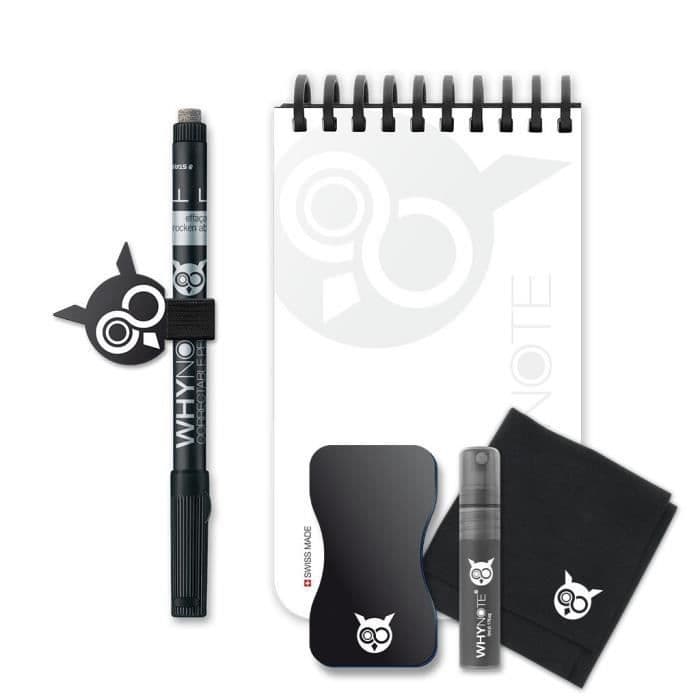 WHYNOTE® Pocket Format White - Anteckningsblock raderar som en whiteboard - Notebook, Notebook, Raderbar anteckningsbok + rengöringskit