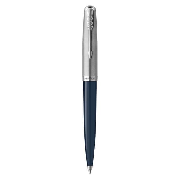 PARKER 51 Kulspetspenna, midnattsblå hartskropp + kapsyl i polerat rostfritt stål, palladiumkant, svart refill, medium spets, presentförpackning