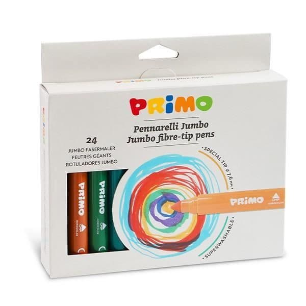 Filtpennor - PRIMO - Jumbo - 24 delar - Fiberspets - Flerfärgad - Blandad
