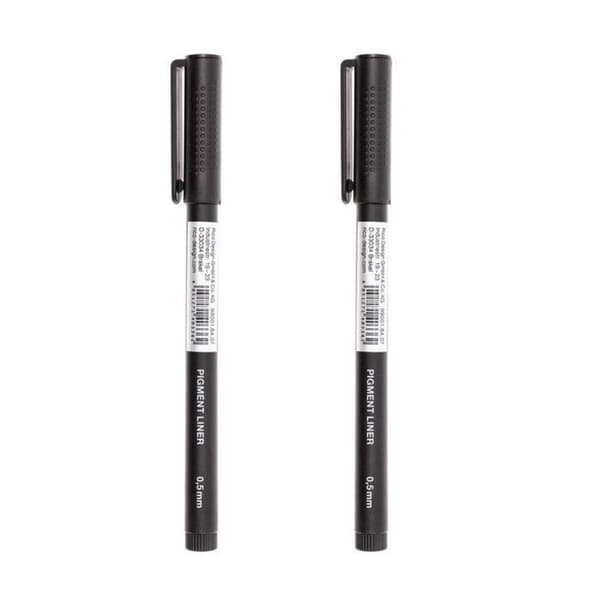 2 svartpigmenterade markörer 0,8 mm
