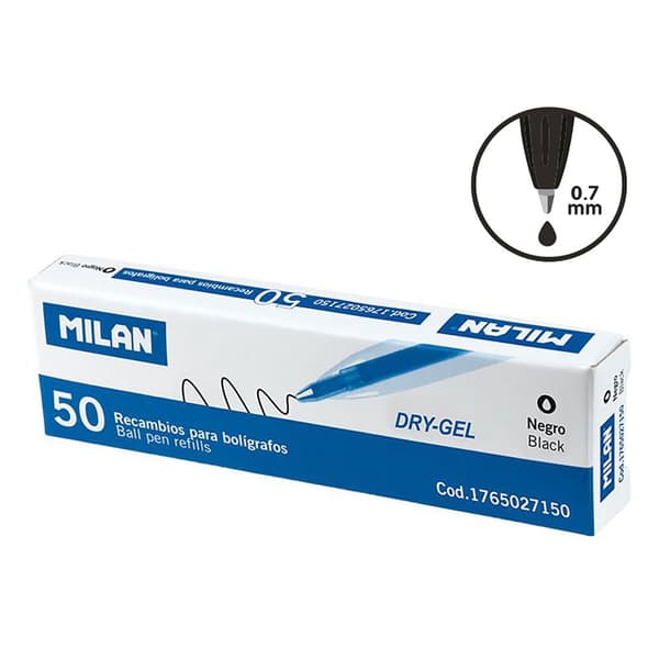 Milan Låda Black Dry Gel Refills 50 Durchsichtig