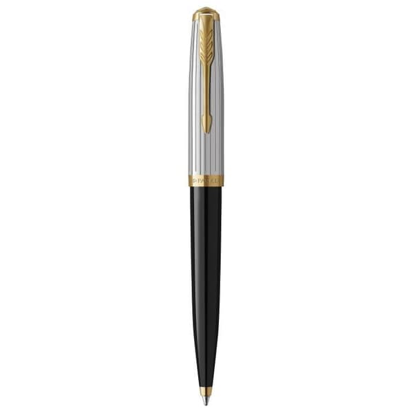 Parker 51 Premium high-end kulspetspenna, svart, medelhög svart bläckpåfyllning, presentförpackning