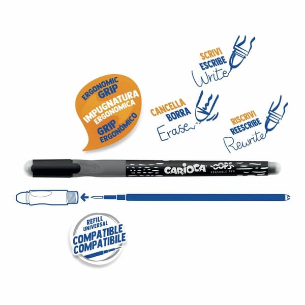 Pen Carioca Oops Black 0,7 mm 12 Pieces