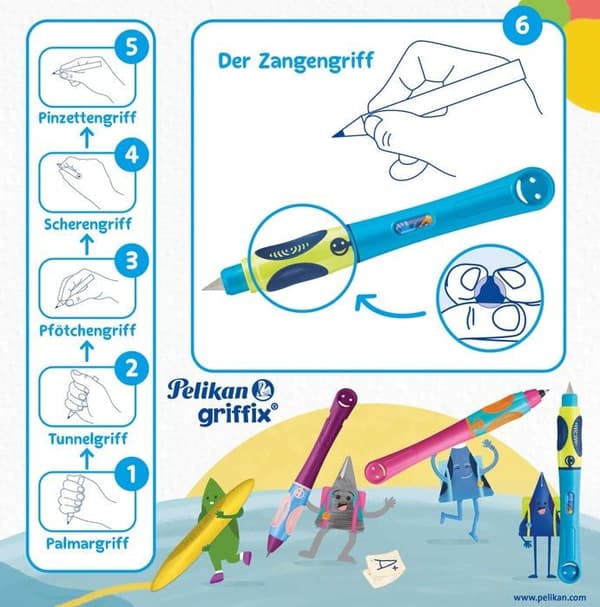 Penna - pennsats - Pelikan refill - 820479 - griffix(R) finspetspenna Neon Fresh Blue för vänsterhänta