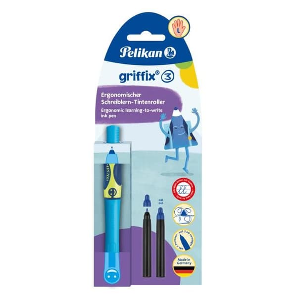 Penna - pennsats - Pelikan refill - 820479 - griffix(R) finspetspenna Neon Fresh Blue för vänsterhänta
