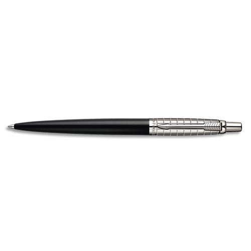 Stylo Bille - Parker - Jotter Premium - Svart Stål - Återuppladdningsbar - Tryckmekanism