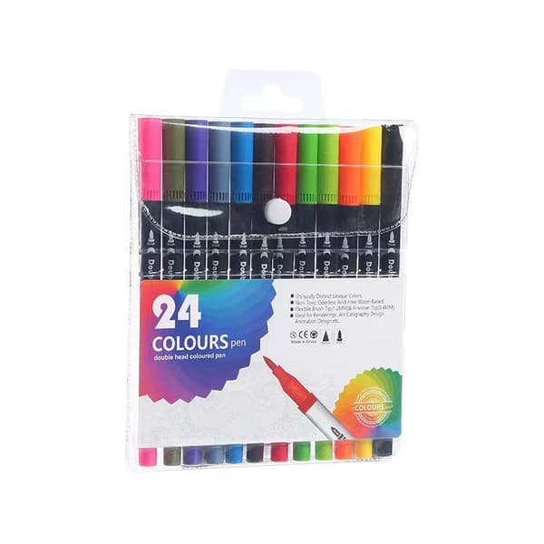 INF Farvede tegnepennesæt med dobbelte tips til tegnehåndværks-scrapbog 24 Colors