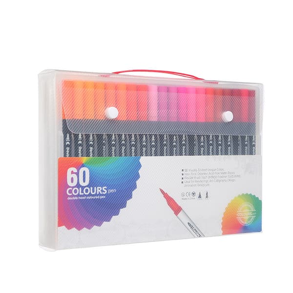 INF Fargede tegnepennsett med doble tips for tegnehåndverksutklippsbok 60 Colors