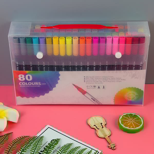 INF Fargede tegnepennsett med doble tips for tegnehåndverksutklippsbok 80 Colors