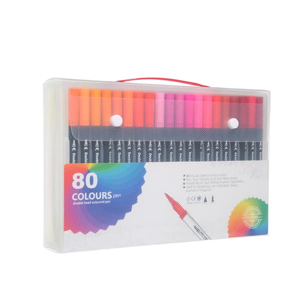INF Fargede tegnepennsett med doble tips for tegnehåndverksutklippsbok 80 Colors