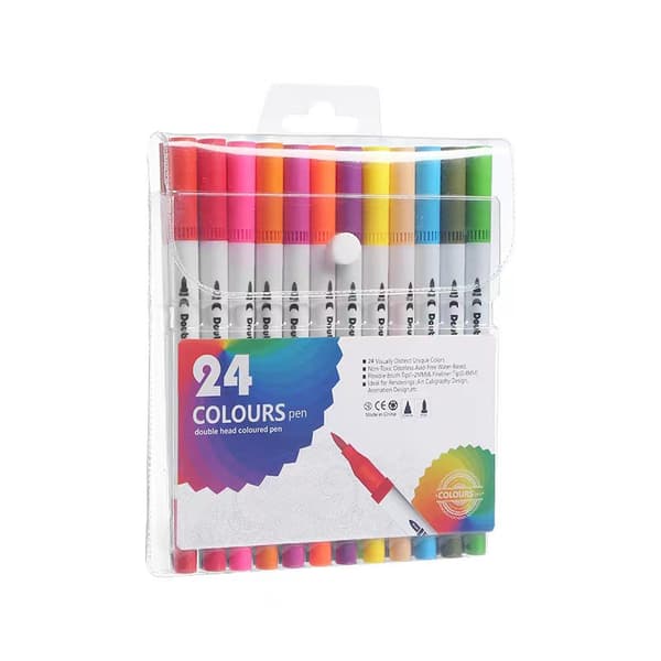 INF Farvede tegnepennesæt med dobbelte tips til tegnehåndværks-scrapbog 24 Colors