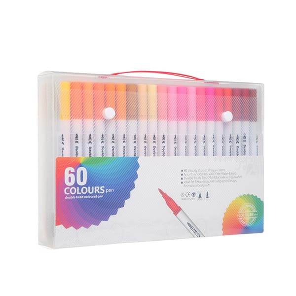 INF Färgade ritpennor med dubbla tips för att rita Craft Scrapbook 60 Colors