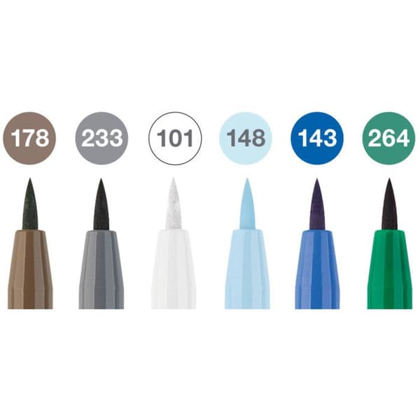 Markörer - Faber-Castell - Pitt Artist Pen - Winterlude - Flexibel borstspets - Etui med 6 markörer