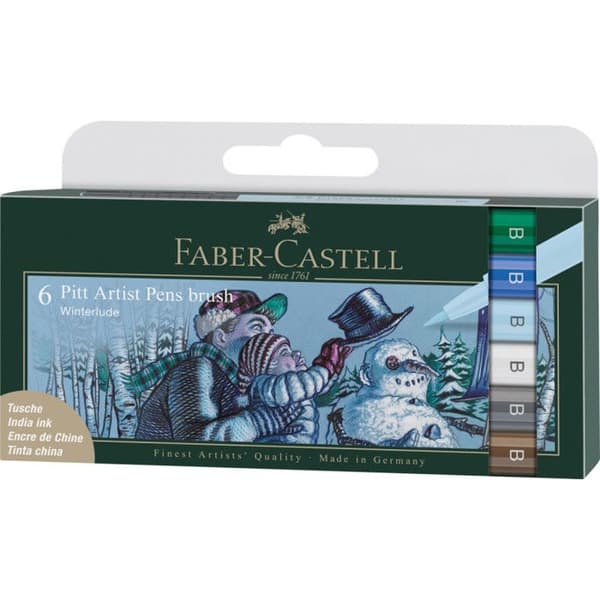 Markörer - Faber-Castell - Pitt Artist Pen - Winterlude - Flexibel borstspets - Etui med 6 markörer