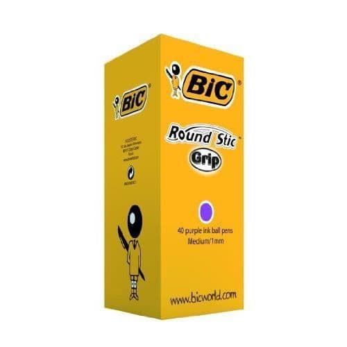 Bic Set med 40 bläckpennor med runt grepp Lila bläck