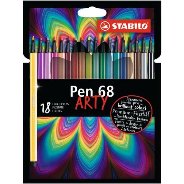 Kartongfodral x 18 STABILO Penna 68 ARTY ritpennor