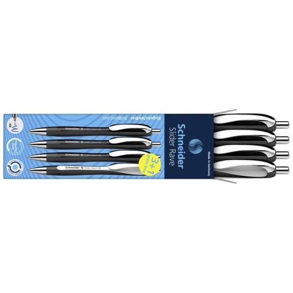 Stylo-boll - Schneider Schreibgeräte - Slider Rave XB - 0,7 mm - Blå färg - 4 stycken