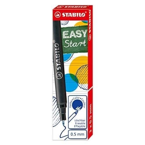 STABILO EASYORIGINAL ergonomisk rullpenna - Paket med 3 påfyllningar - Raderbart blått bläck