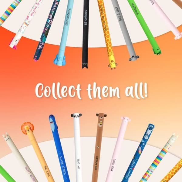 Legami Erasable Gel Pen - Lama Body - 0,7 mm - Blue Ink - Thermal Ink - Unik