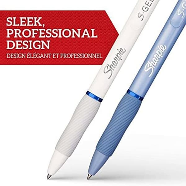 Sharpie S-Gel Gel Pens - Ice Blue och Pearl White Barrel - Blått bläck - Medium Point (0,7 mm) - Paket med 12