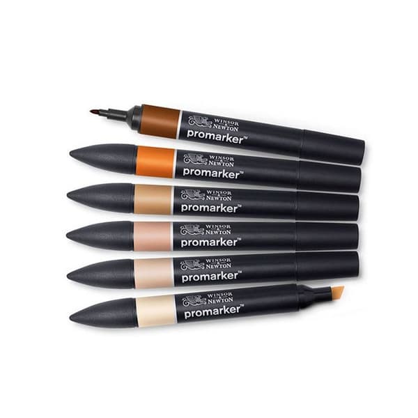 ProMarker-pennor - Winsor &amp; Newton - Set 2 - 6 Märkpennor - Dubbelsidig - Icke giftiga