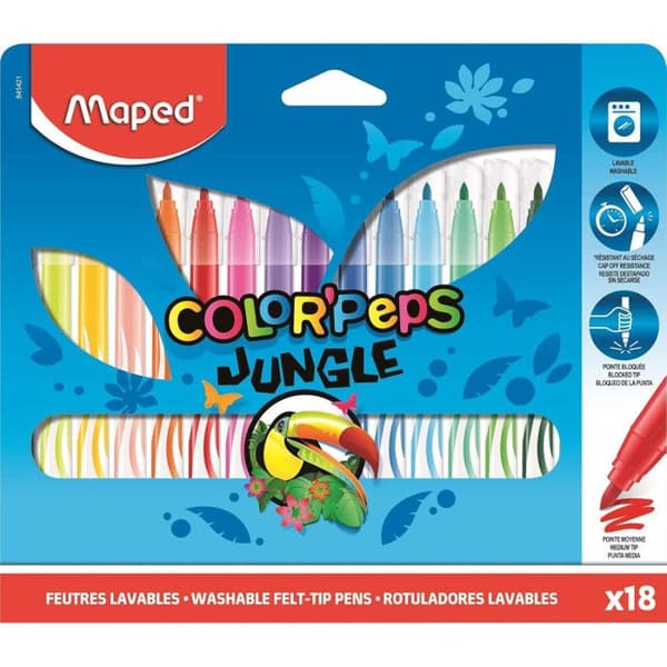 MAPED Paket med 18 djungelmarkörer