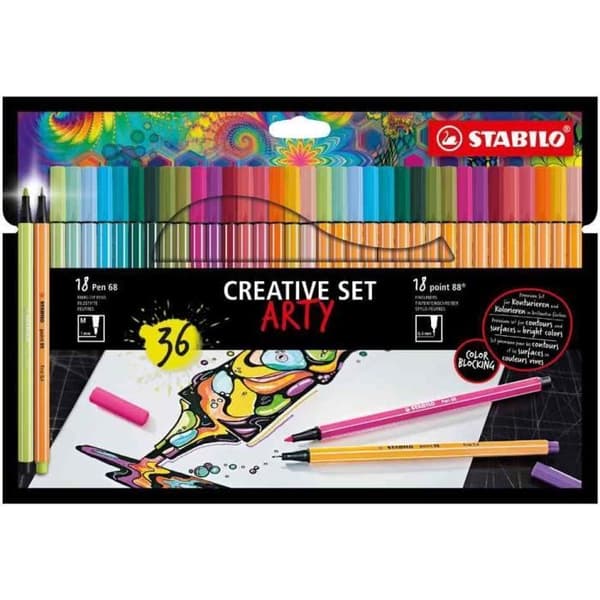 Point 88/Pen 68 ARTY kreativt set, kartong med 36 st